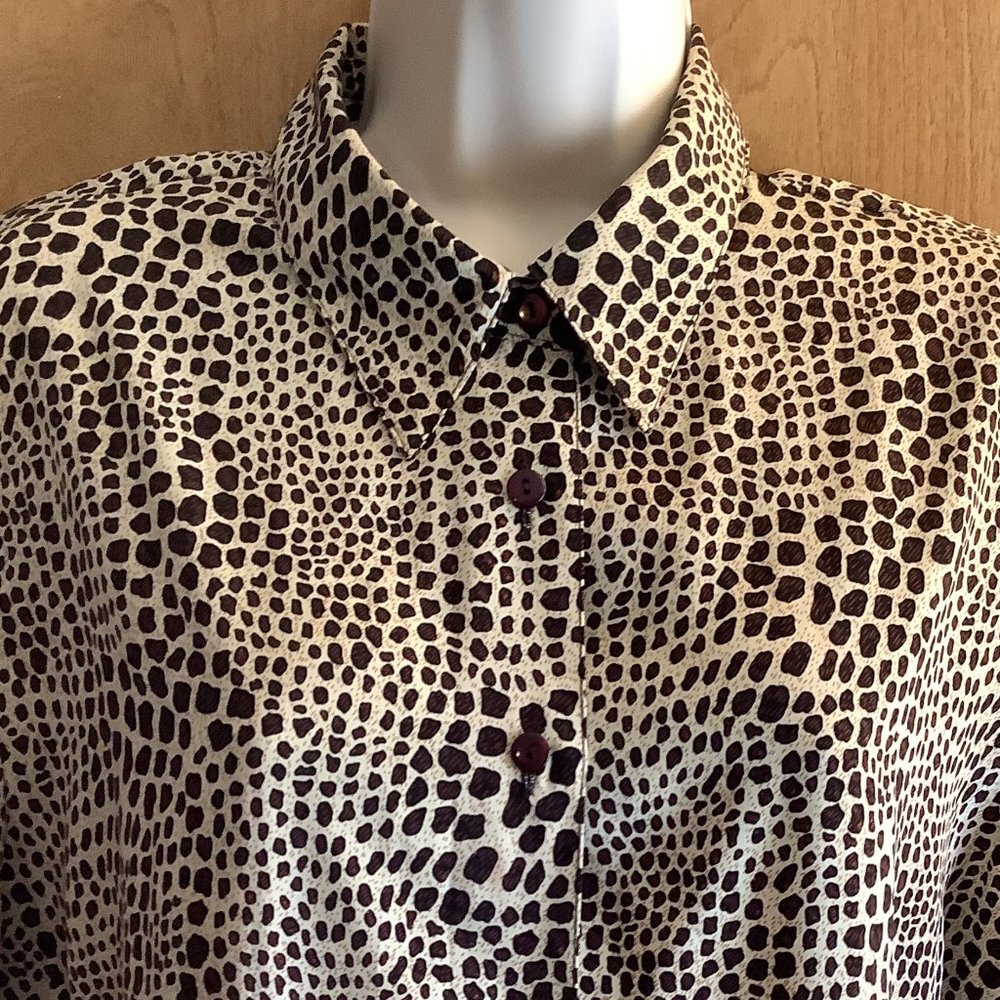 Euc Notations Leopard Print Button Down Blouse Si… - image 2